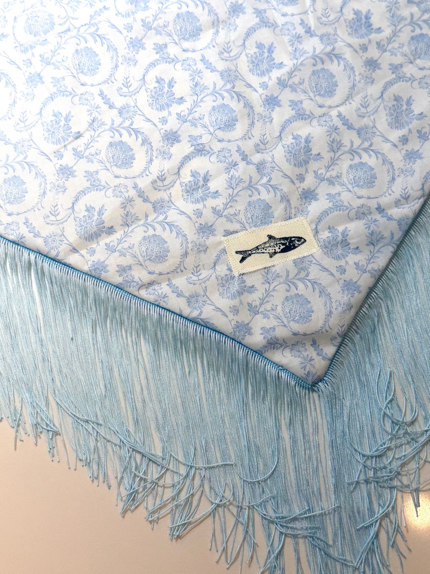 Blue Floral Scarf / Reversible