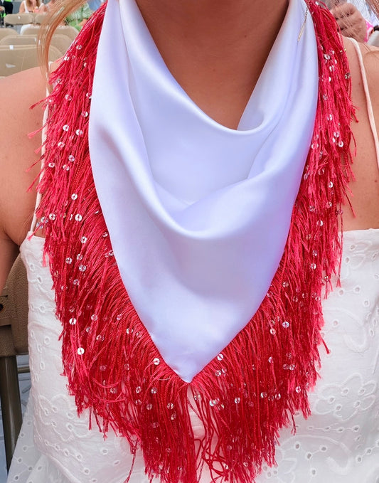 Red Sequin Scarf / Reversible